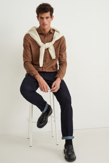Herren - Hemd - Regular Fit - Cutaway - kariert - braun