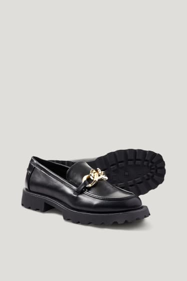 Damen - Loafer - Lederimitat - schwarz