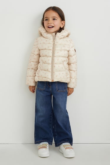 Toddler Girls - Steppjacke mit Kapuze - geblümt - hellbeige
