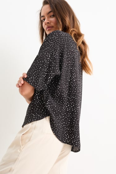 Damen - Bluse - gepunktet - schwarz