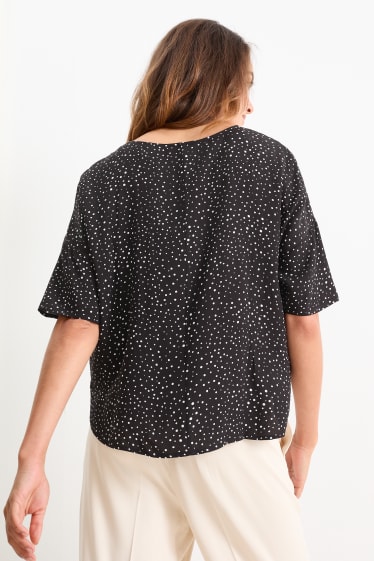 Damen - Bluse - gepunktet - schwarz