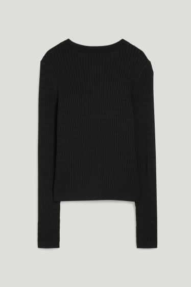 Damen - Strickjacke - Zopfmuster - schwarz