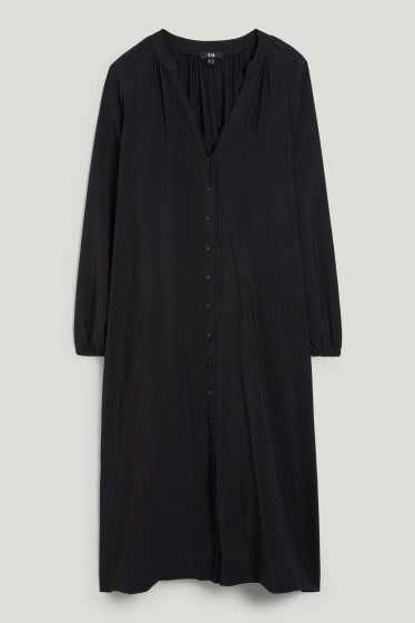 Dames - Jurk met V-hals - zwart