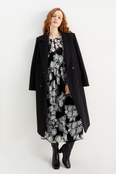 Damen - Chiffon-Kleid - geblümt - schwarz
