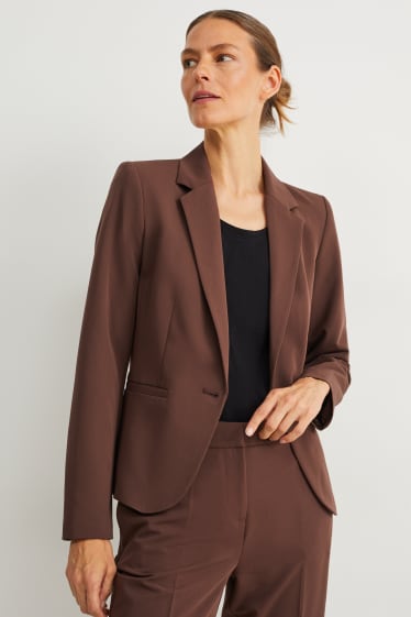 Dames - Blazer - getailleerd - donkerbruin