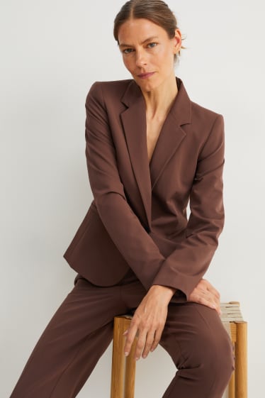 Dames - Blazer - getailleerd - donkerbruin