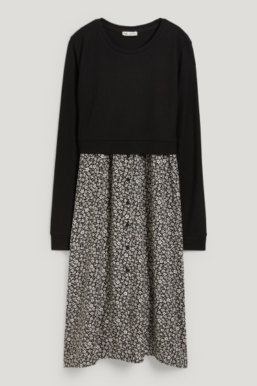 Dames - Voedingsjurk - 2-in-1-look - zwart