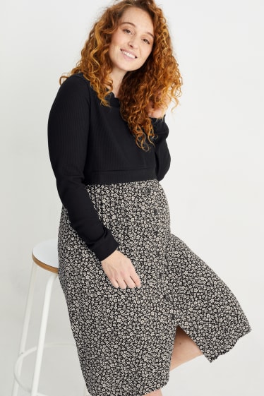 Dames - Voedingsjurk - 2-in-1-look - zwart