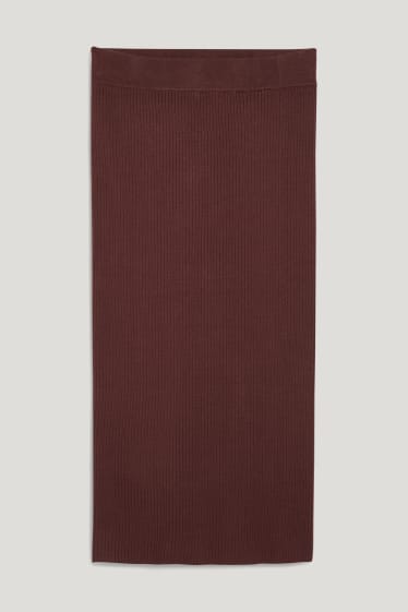 Damen - Basic-Strickrock - dunkelbraun