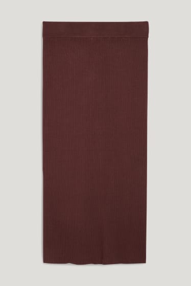 Damen - Basic-Strickrock - dunkelbraun