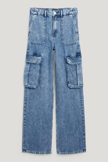 Clockhouse Girls - CLOCKHOUSE - Straight Cargo Jeans - High Waist - jeans-blau