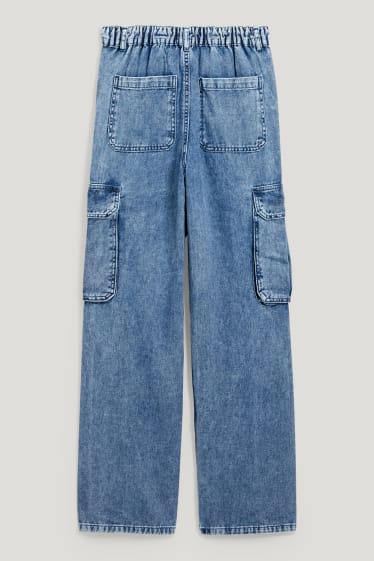 Clockhouse Girls - CLOCKHOUSE - Straight Cargo Jeans - High Waist - jeans-blau