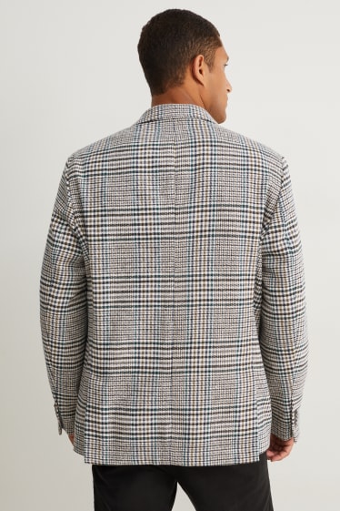 Hommes - Veste - slim fit - à carreaux - beige