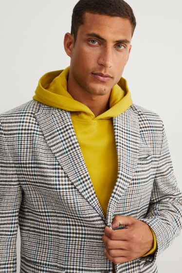 Hommes - Veste - slim fit - à carreaux - beige