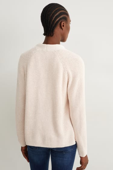 Damen - Basic-Strickjacke - hellbeige