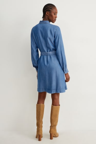 Damen - Blusenkleid - blau