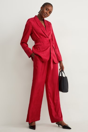 Dames - Blazer - relaxed fit - met patroon - donkerrood