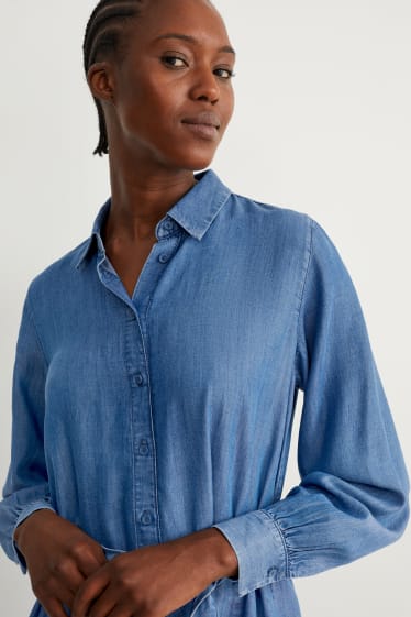 Damen - Blusenkleid - blau