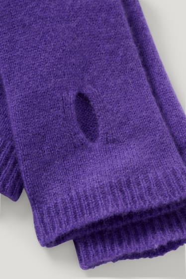 Femmes - Gants coupés en cachemire - violet