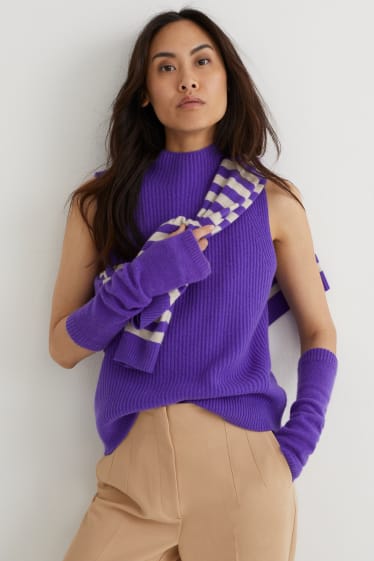 Femmes - Gants coupés en cachemire - violet