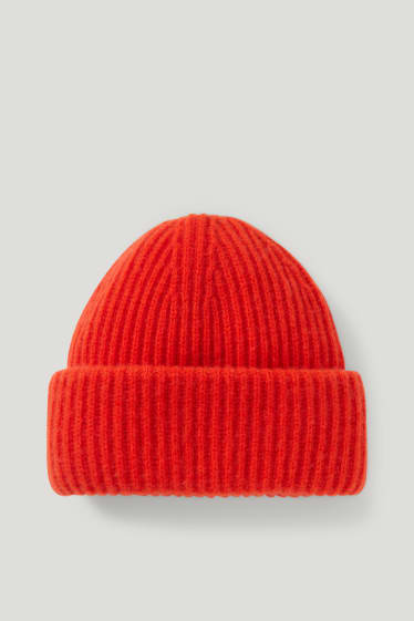 Kobiety - Kaszmirowa czapka - ciemnopomarańczowy