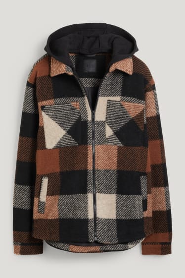 Clockhouse Boys - Hemdjacke mit Kapuze - kariert - braun