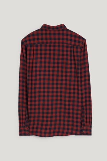 Herren - Flanellhemd - Regular Fit - Kent - kariert - dunkelrot