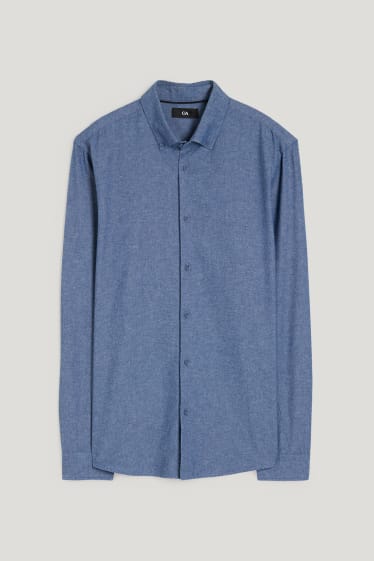 Herren - Hemd - Regular Fit - Button-down - blau