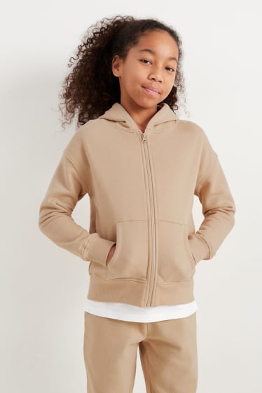 Bambine: - Giacca in felpa con cappuccio - beige