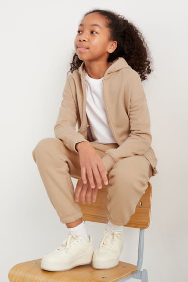 Bambine: - Giacca in felpa con cappuccio - beige