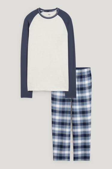Uomo - Pigiama con pantaloni di flanella - blu scuro