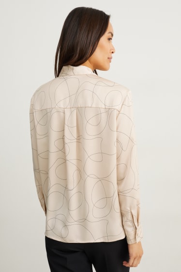 Damen - Business-Bluse - gemustert - beige