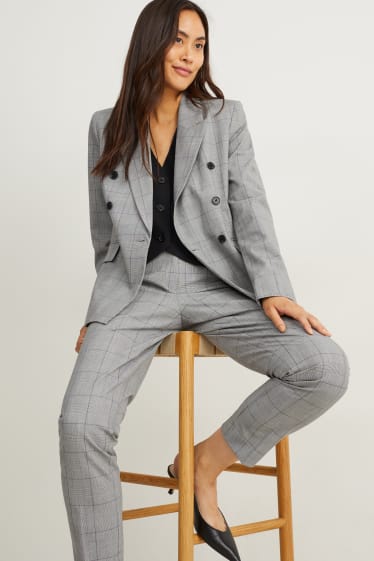 Women - Business blazer - regular fit - Mix & match - check - gray