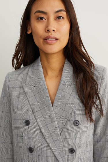 Women - Business blazer - regular fit - Mix & match - check - gray