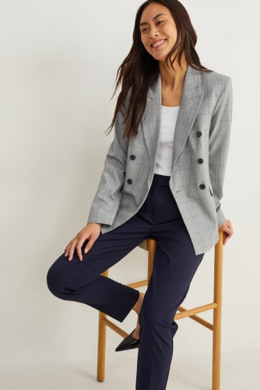 Women - Business blazer - regular fit - Mix & match - check - gray