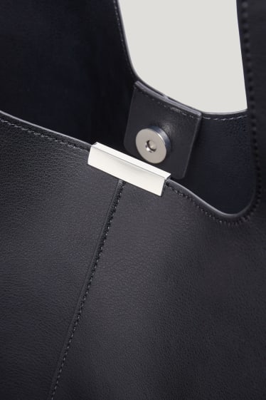 Damen - Shopper - Lederimitat - schwarz