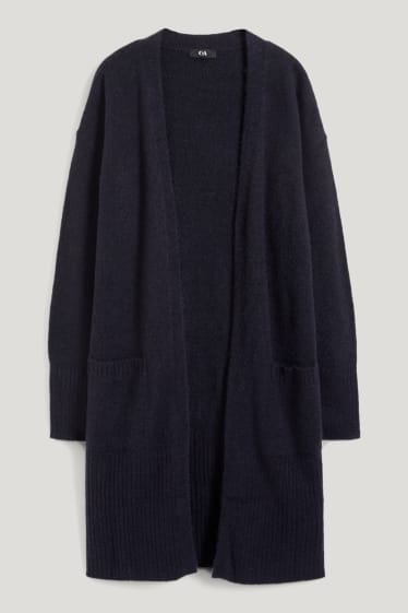 Damen - Lange Strickjacke - dunkelblau