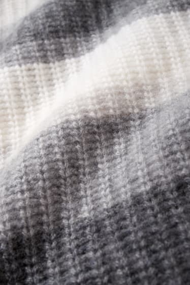 Femmes - Pull en cachemire - à rayures - gris clair