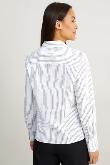Damen - Business-Bluse - gestreift - weiß