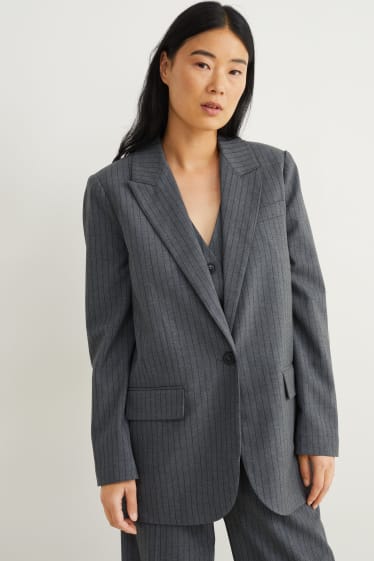 Women - Oversized blazer - pinstripes - dark gray