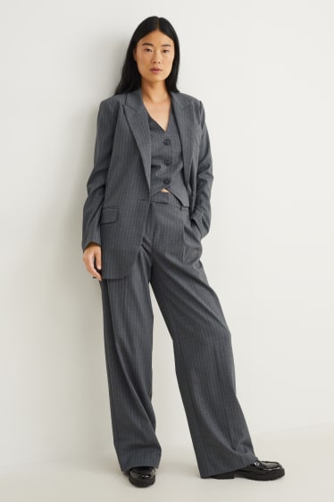 Women - Oversized blazer - pinstripes - dark gray