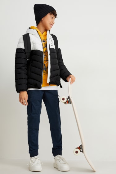 Kids Boys - Quilted jacket with hood - white