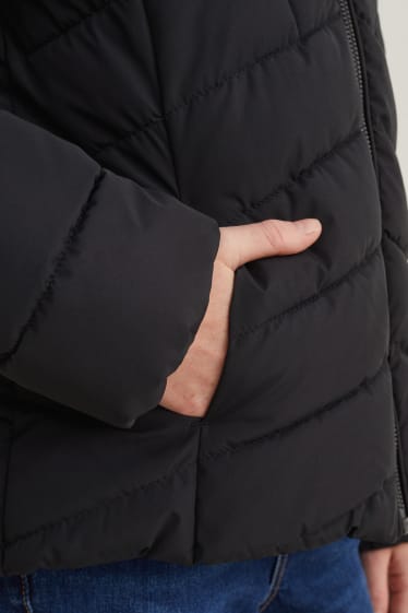 Kids Girls - Quilted jacket with hood - black