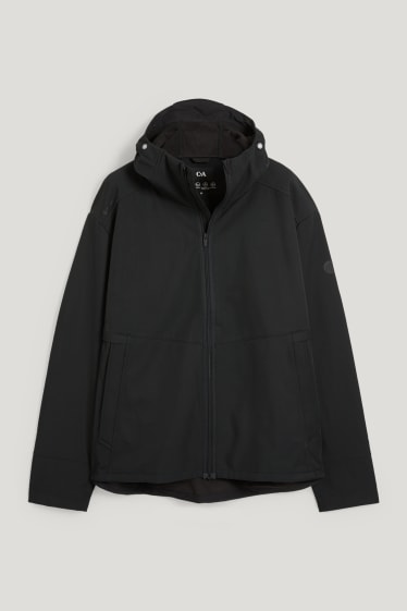 Hommes grandes tailles - Veste à coquille souple à capuche - 4 Way Stretch - noir