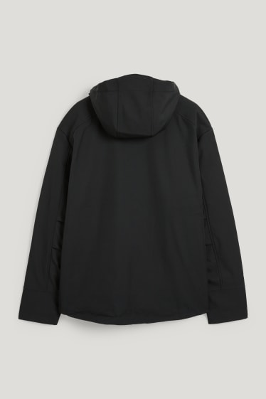 Hommes grandes tailles - Veste à coquille souple à capuche - 4 Way Stretch - noir