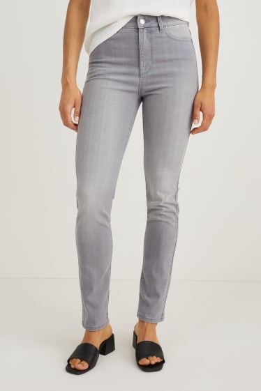 Women - Slim jeans - high waist - denim-light gray