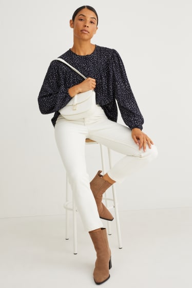 Damen - Bluse - gepunktet - dunkelblau