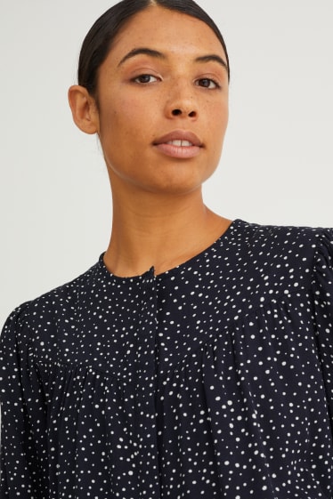 Damen - Bluse - gepunktet - dunkelblau