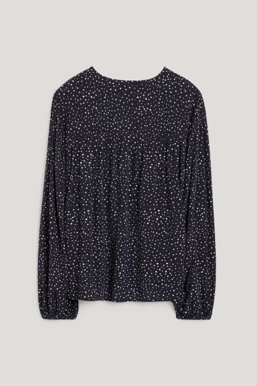 Damen - Bluse - gepunktet - dunkelblau