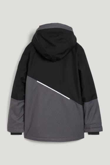 Niños - Chaqueta de esquí con capucha - negro